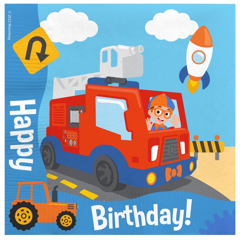 Treasures Gifted Officially Licensed Blippi Birthday Party Supplies - Pack of 32 Napkins - Blippi Birthday Party Decorations