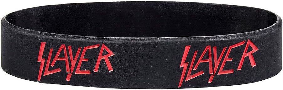 Slayer Wristband Classic Band Logo Reign In Blood Official Black 10Mm Rubber Size One Size