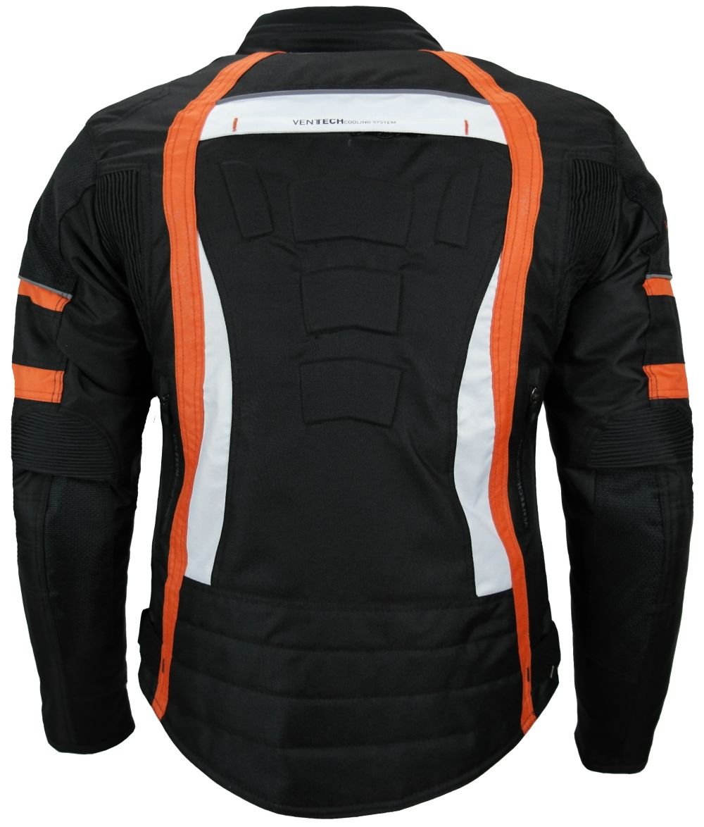 HEYBERRY Damen Motorrad Jacke Motorradjacke Textil Schwarz Orange Gr. M / 38