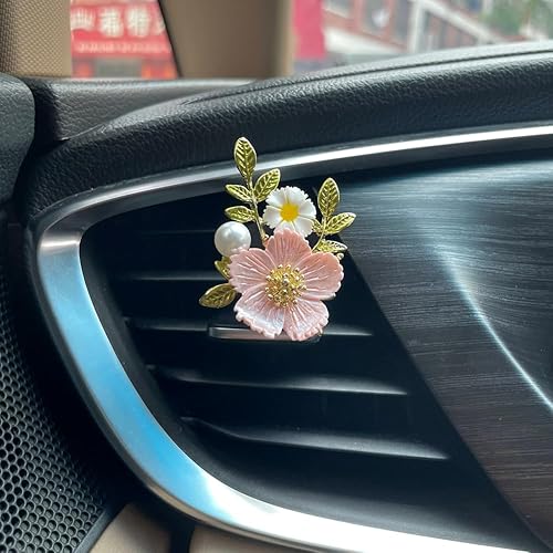 Miniatura 6 de Clips de ventilación de coche de flores, 2 unidades, ramos de margaritas rosas, ambientador de aire femenino, decoración de automóvil, estética
