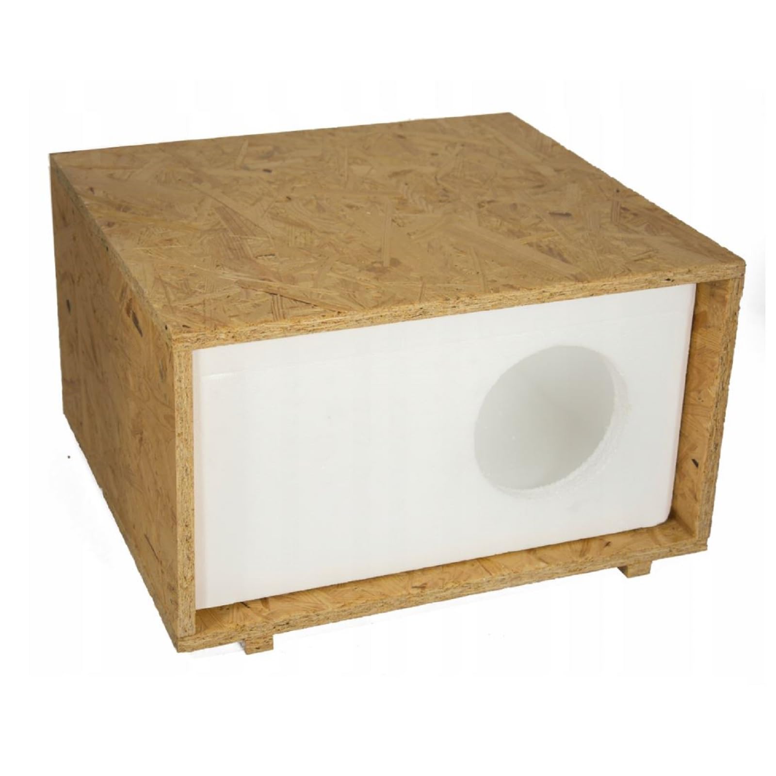 QLS Katzenhaus aus Styropor mit OSB Verkleidung 43 x 41 cm Natur