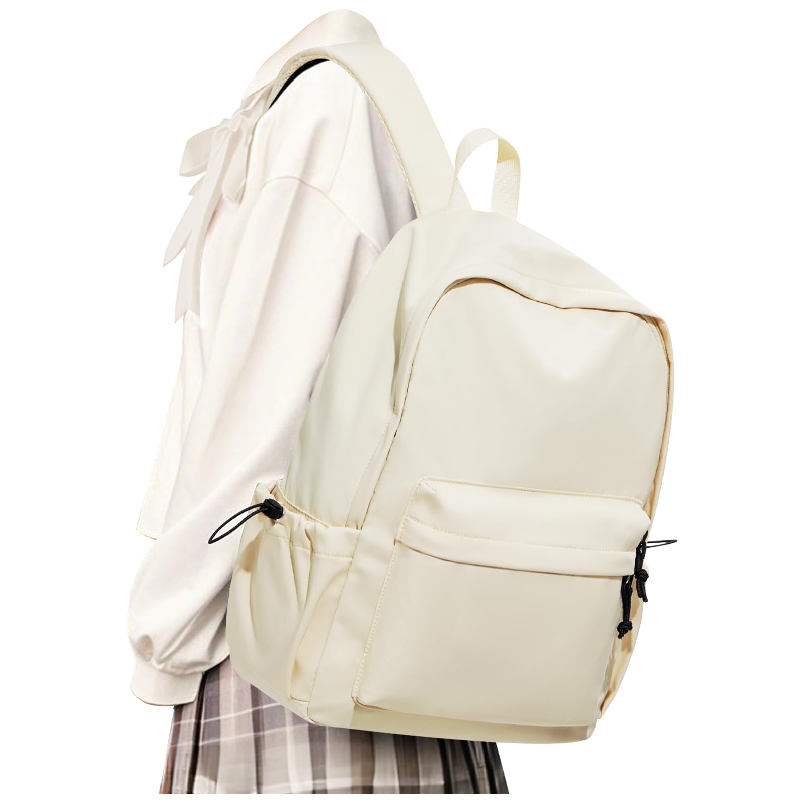 Backpack Lightweight bag Waterproof college backpack for cute Aesthetic backpack Casual Daypack for Men Women(Beige)