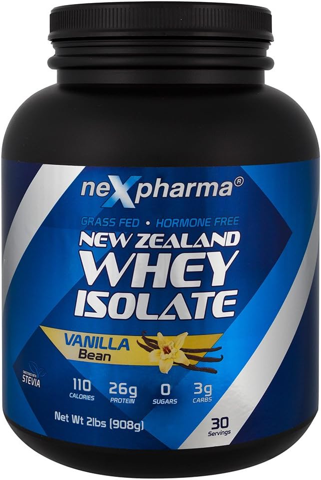 Nexpharma - Ultra Pure New Zealand Whey Protein Isolate 2LB - Vanilla Bean - Grass Fed, Non GMO, Stevia Sweetened