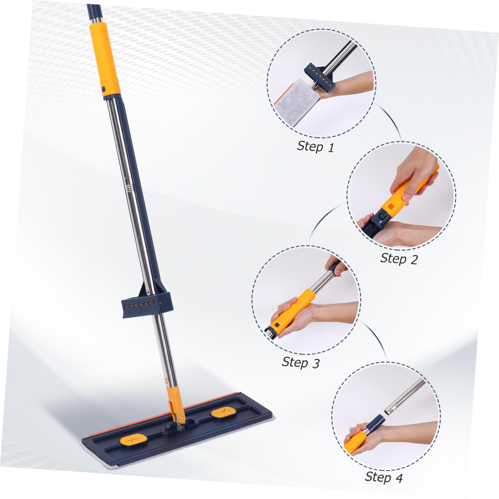 ERINGOGO Trapeador para Limpieza de Pisos Rotación 360 Grados y Paños de Microfibra, Fregona Plana de Aleación y PVC para Limpieza en Seco y Húmedo