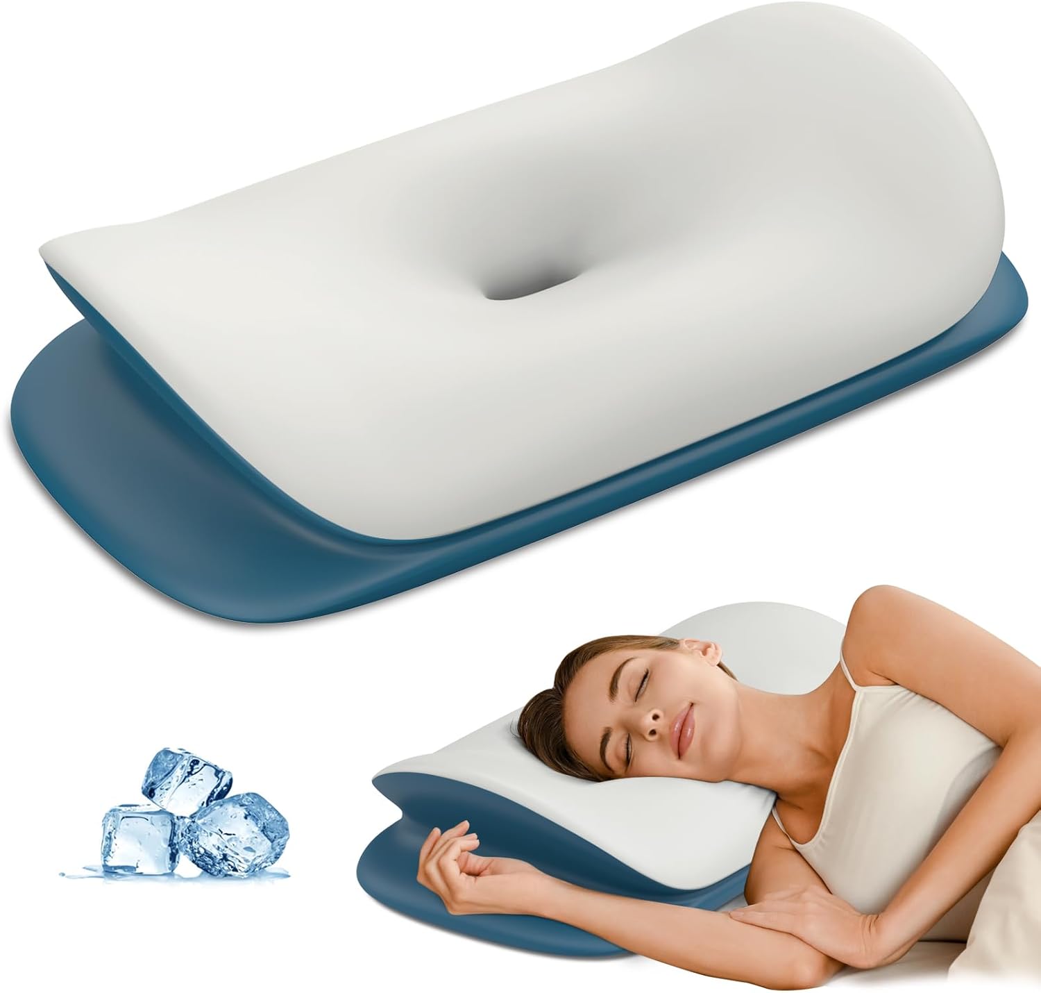 Cervical Neck Pillow for Pain Relief - Ergonomic Memory Foam Contour Pillows for Side, Back & Stomach Sleepers, Cervical Pillow for Neck Support Sleeping with Breathable Cover