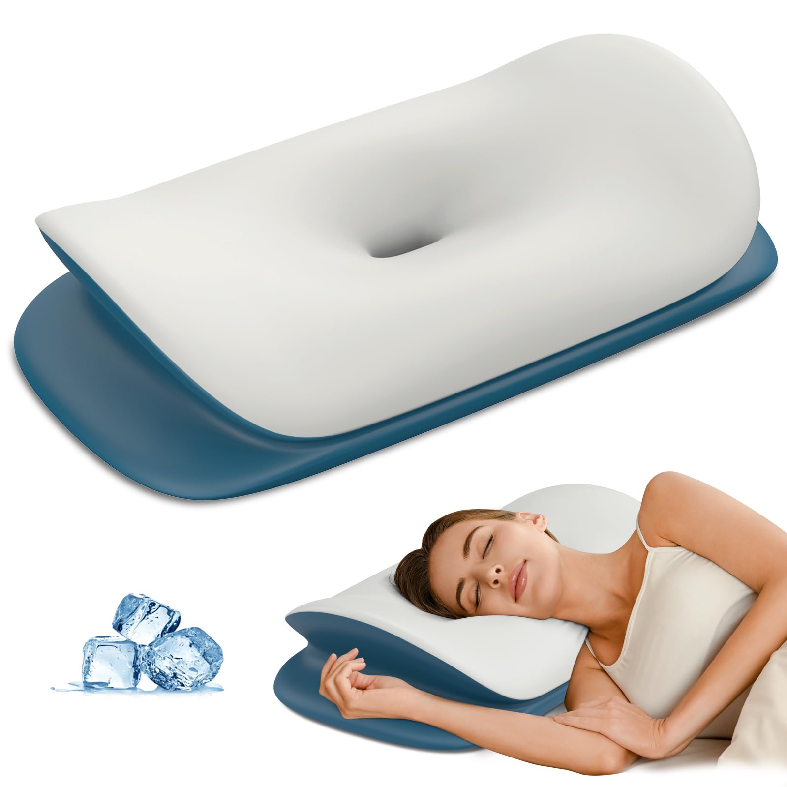 Cervical Neck Pillow - Ergonomic Memory Foam Contour Pillows for Side, Back & Stomach Sleepers, Cervical Pillow for Neck Support Sleeping with Breathable Cover