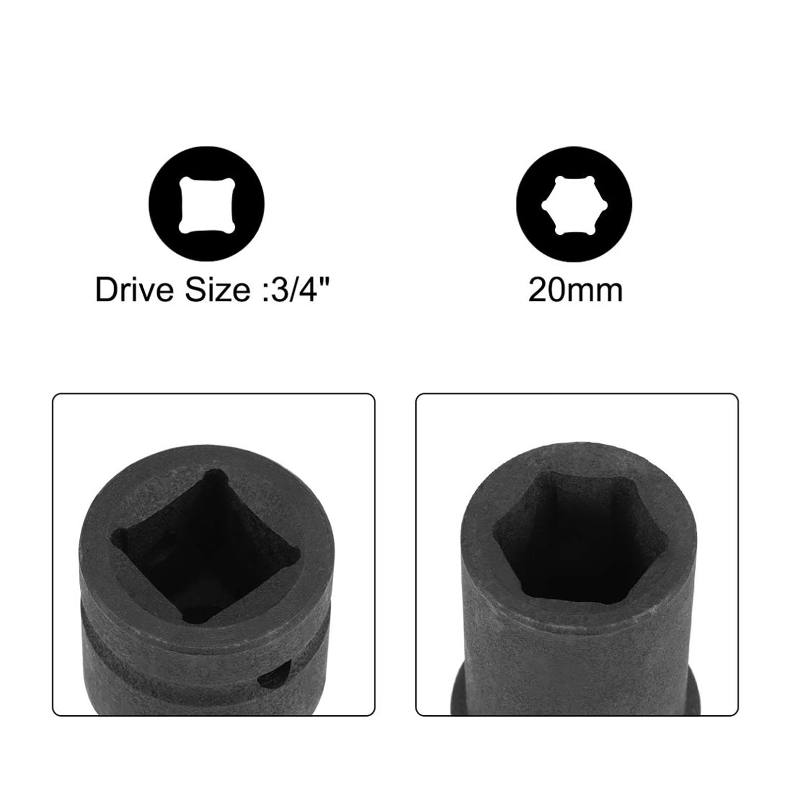 TA-VIGOR 3/4-Inch Drive by 20mm Deep Impact Socket, 6-Point, Durable Reliable Cr-Mo Alloy Steel, Metric for Home Car Repair - Image 3