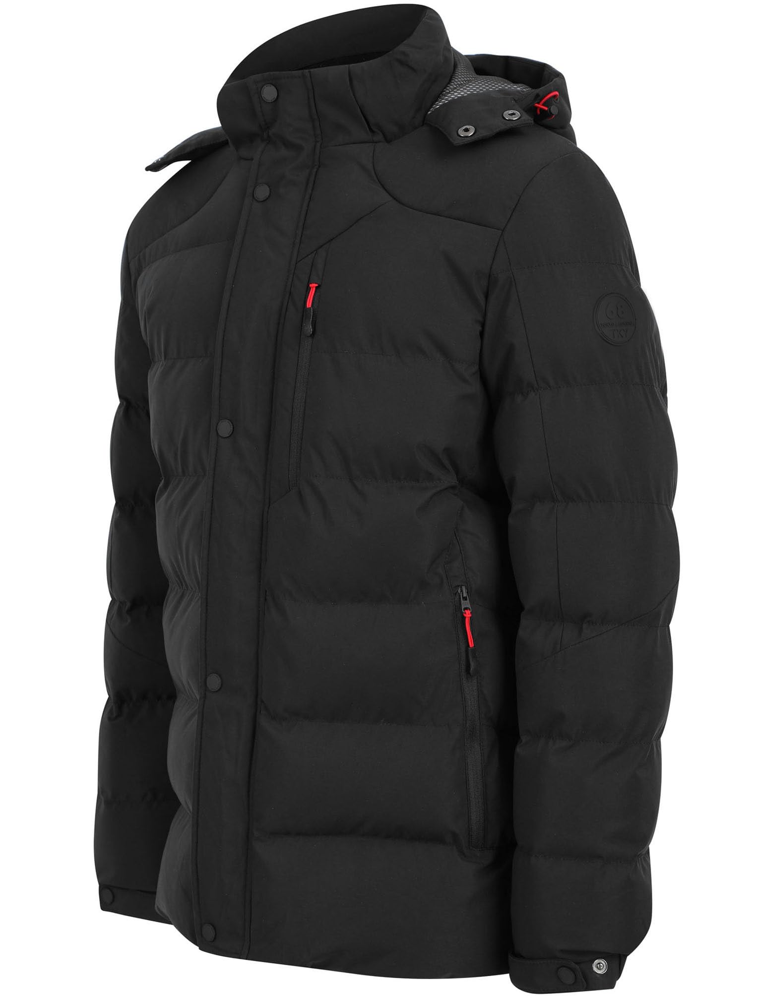 Tokyo Laundry Men's Jet Black Hooded Padded Quilted Puffer Jacket Coat