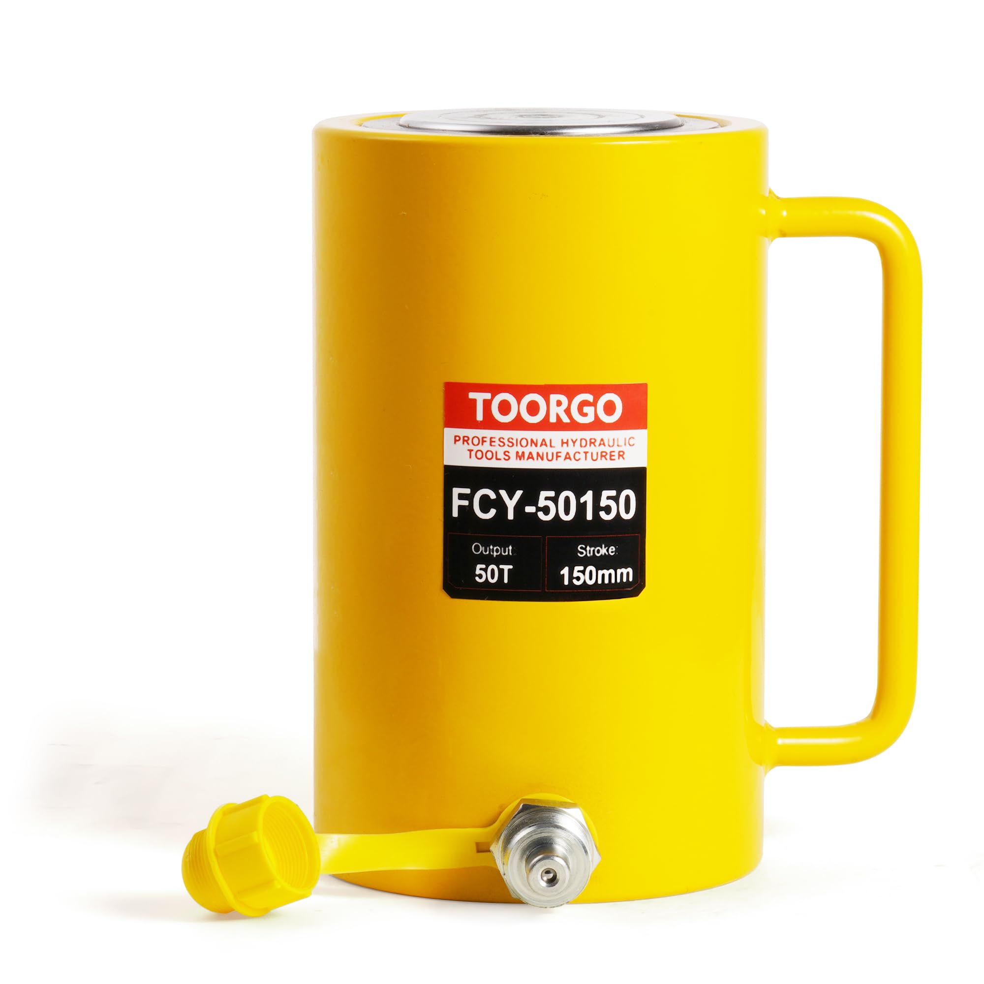 50T 6Inch Stroke Porta Power Single Acting Lifting Cylinder for Shipbuilding, Machinery and Industry,Automatically Retract Split Hydraulic Cylinders Tools, Yellow