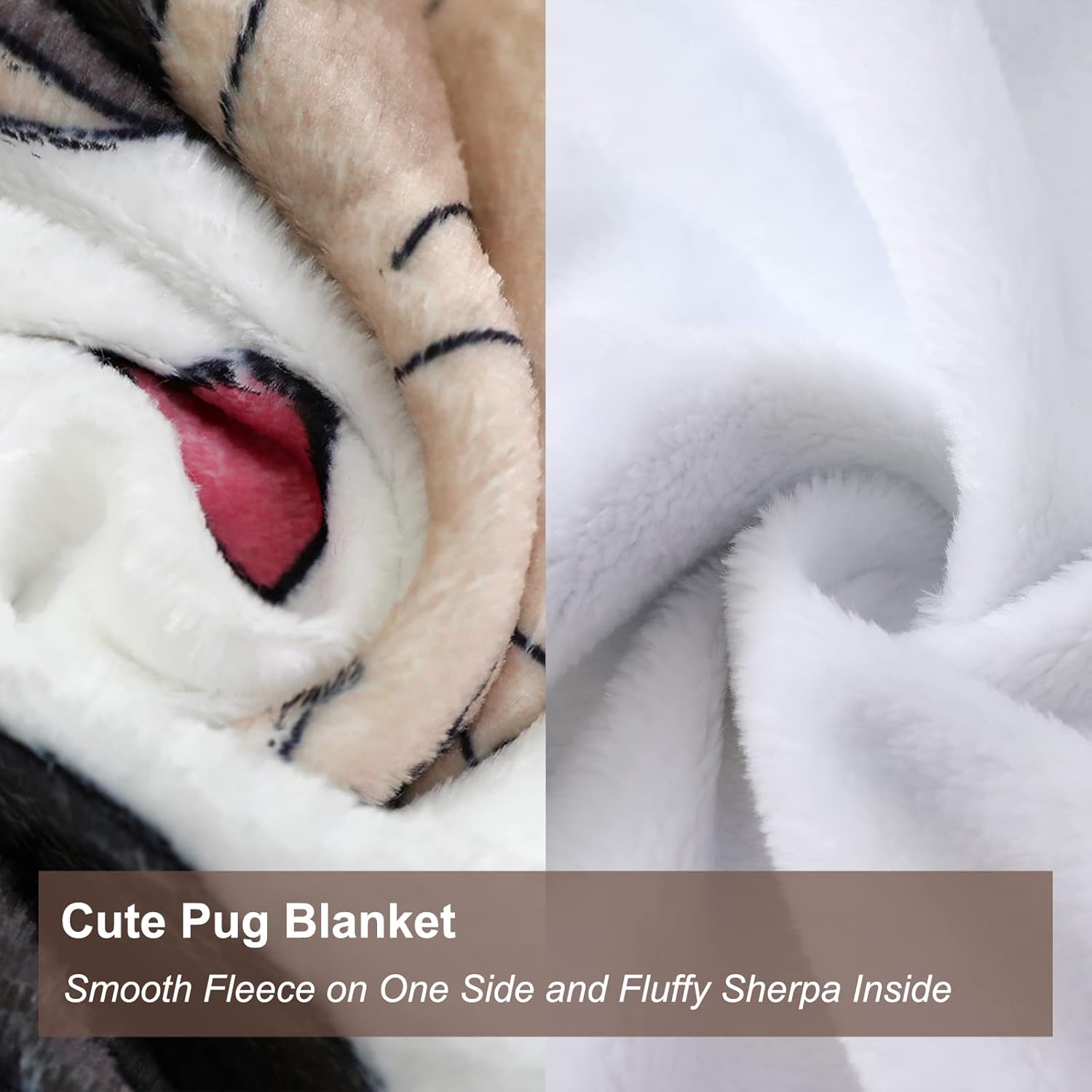 Pug Blanket, Cute Puppy Fleece Blankets Super Soft Fuzzy Gifts for Pugs Lovers Plush Throw Dog Decor (Pug, 47" x 60") - Image 6