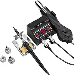 2 em 1 retrabalho de ar quente e estação de ferro de solda a temperatura ajustável de conversão de ar quente