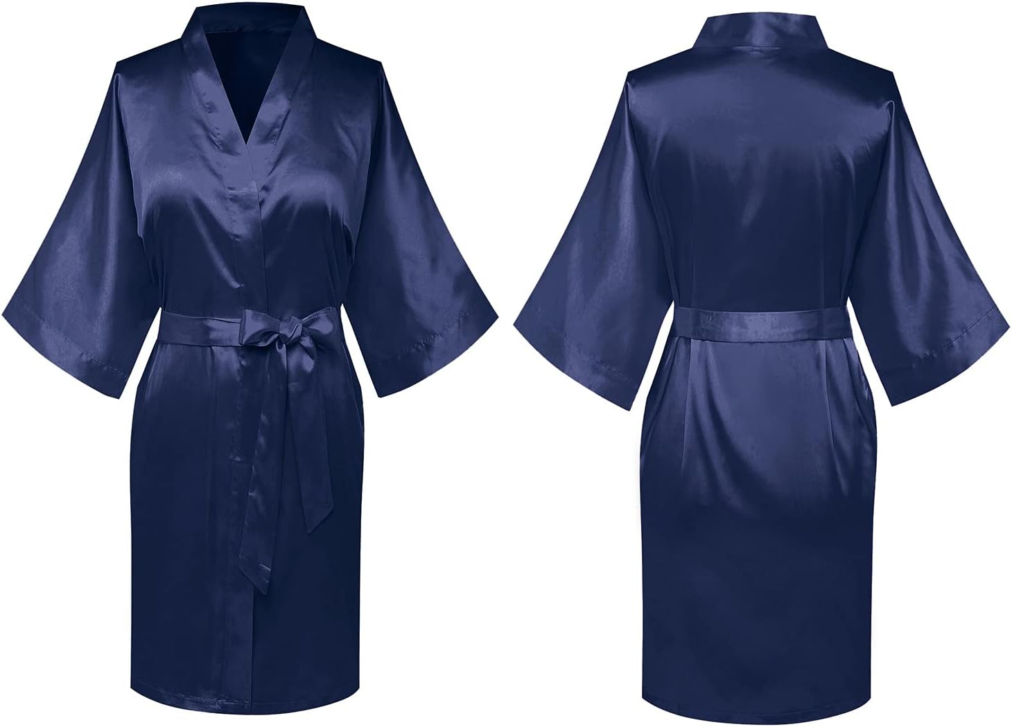 Women's Pure Short Silky Robes Bridesmaid Bride Party Satin Robes Sleepwear - Image 5