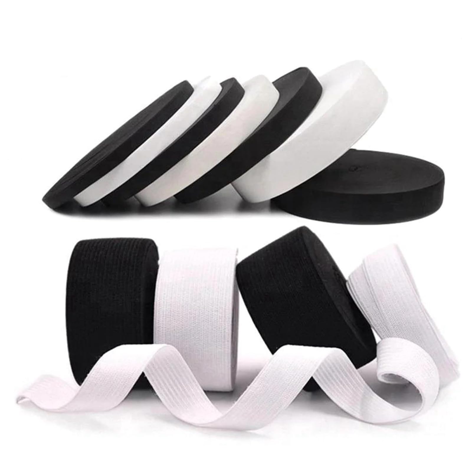 Bandas elásticas Banda elástica ancha y plana Goma de nailon plana de 5 metros, de 10 a 50 mm, color blanco y negro, for costura, bricolaje, ropa, pantalones, bolsos y accesorios. Blanco, 50 mm.(White