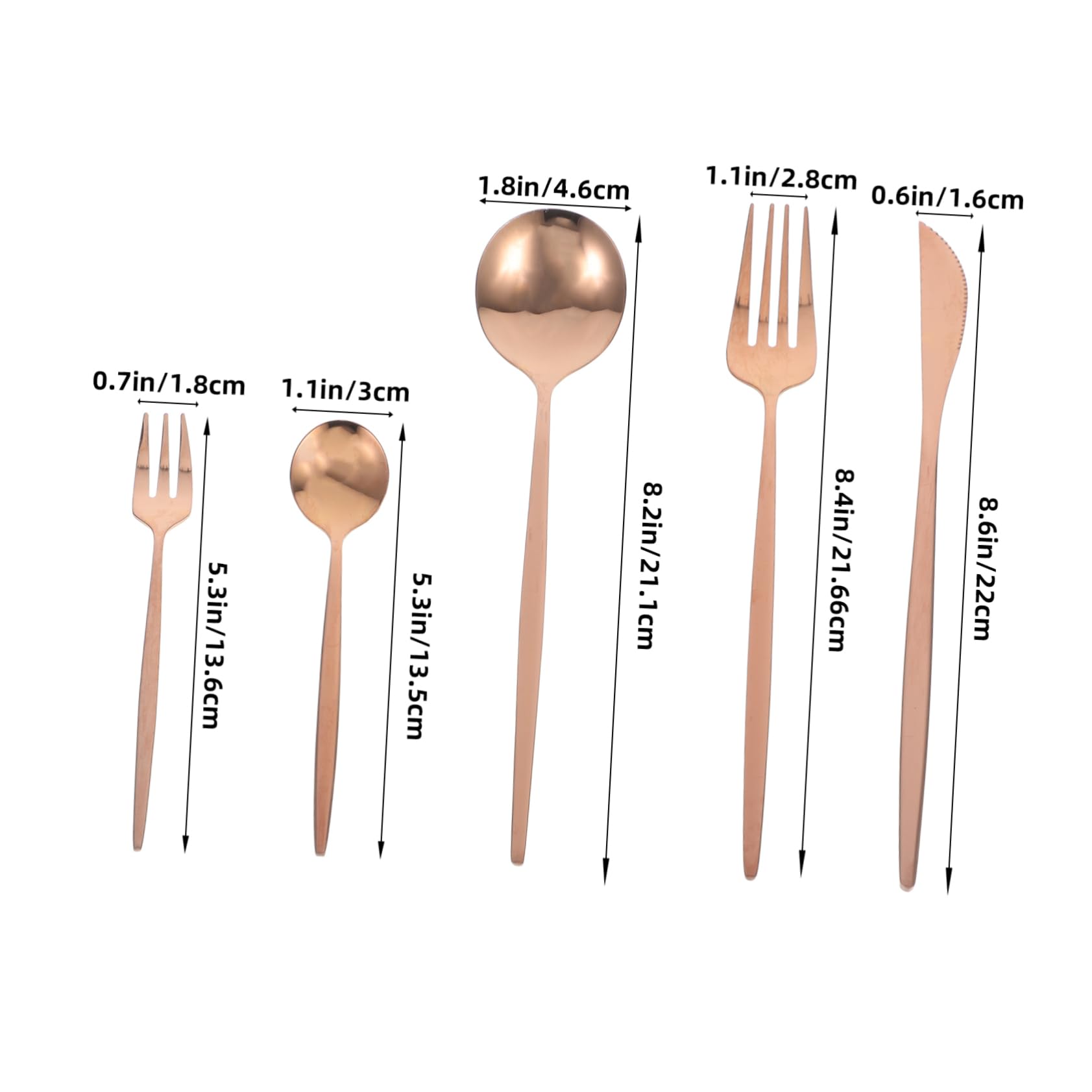30 Piezas Cubertería Inoxidable con Acabado Rosa Dorado Cubiertos para Fiestas y Bodas Tenedor Cuchara y Cuchillo para Comidas Elegantes