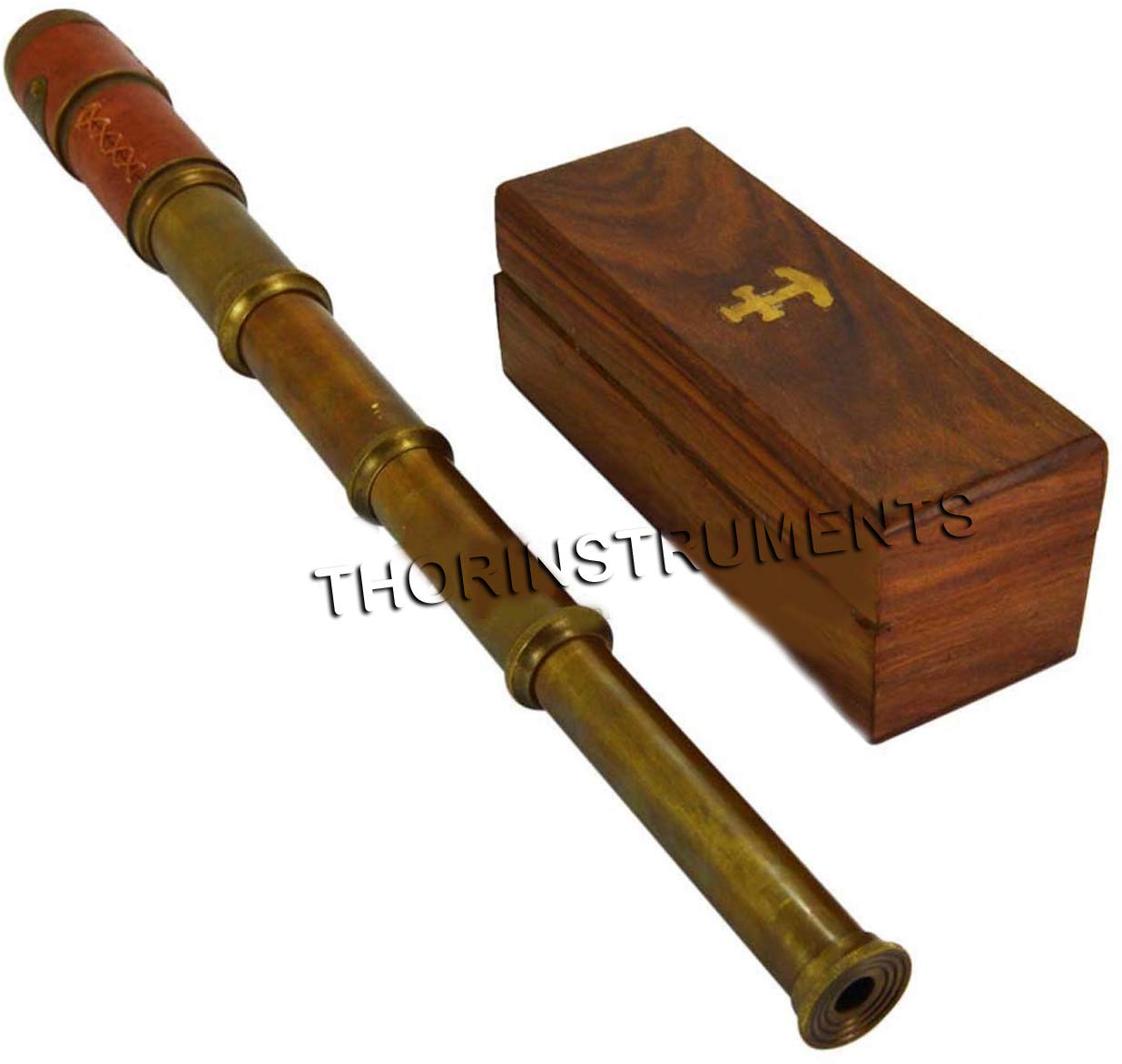 Hermoso telescopio de latón recubierto de cuero rosa con caja de madera hecho a mano rústico vintage decoración del hogar regalos 4