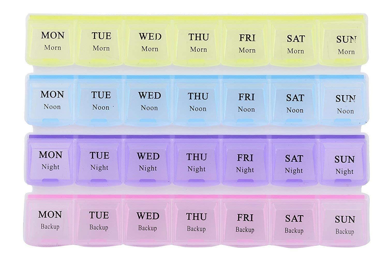 Pill Case 4 Row 28 Squares Weekly 7 Days Tablet Box Holder Medicine Storage Organizer Container-picture-29