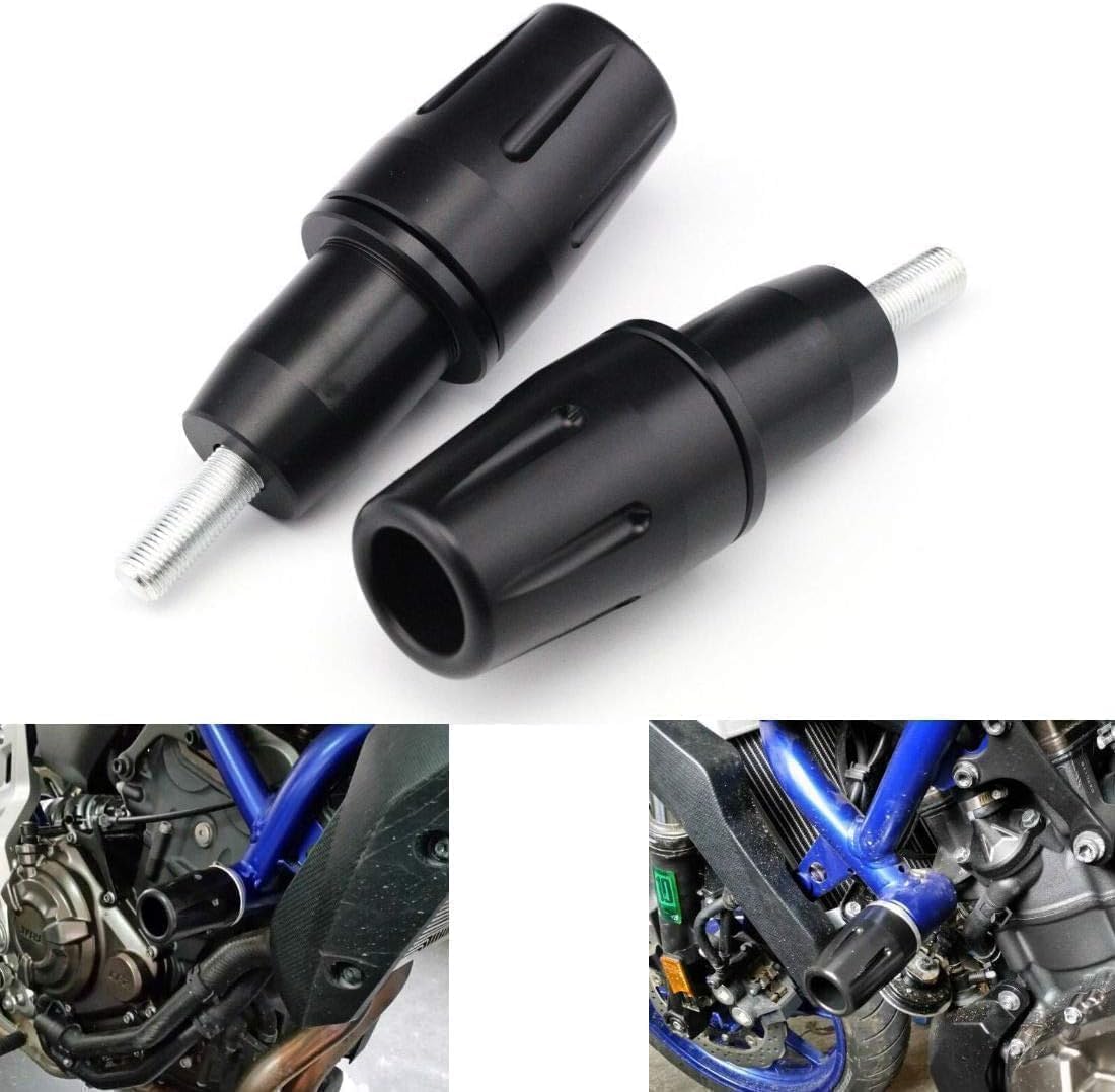 MZS Motorcycle Frame Sliders Compatible with MT07 MT-07 FZ07 FZ-07 XSR 700 XSR700 2014-2025, Falling Crash Protector Guards No Cut Kits Black