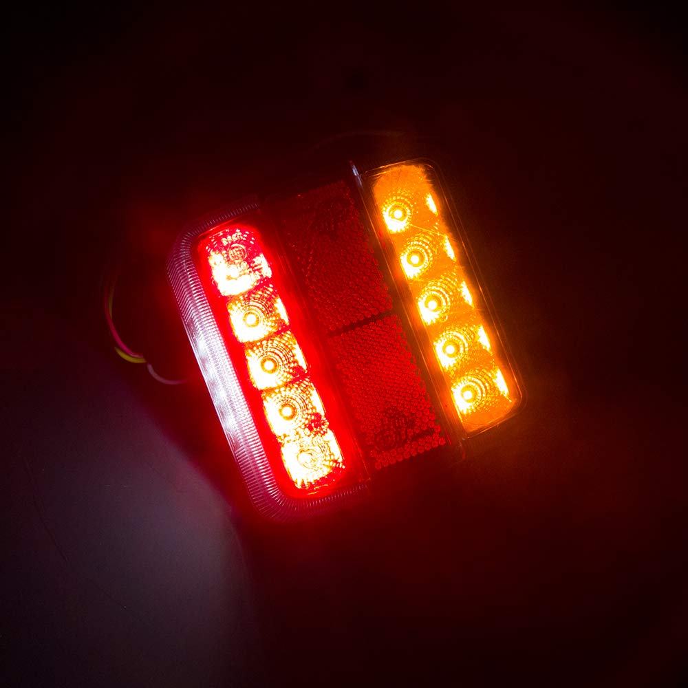 AOHEWEI 2Pcs Fanali Posteriori per Rimorchio 18LEDs 12V Fanali Posteriori Luci di Stop Riflettore Luci Targa IP67 Impermeabile Multifunzione Rimorchio Camion Caravan Van Barca Lampada E-Mark