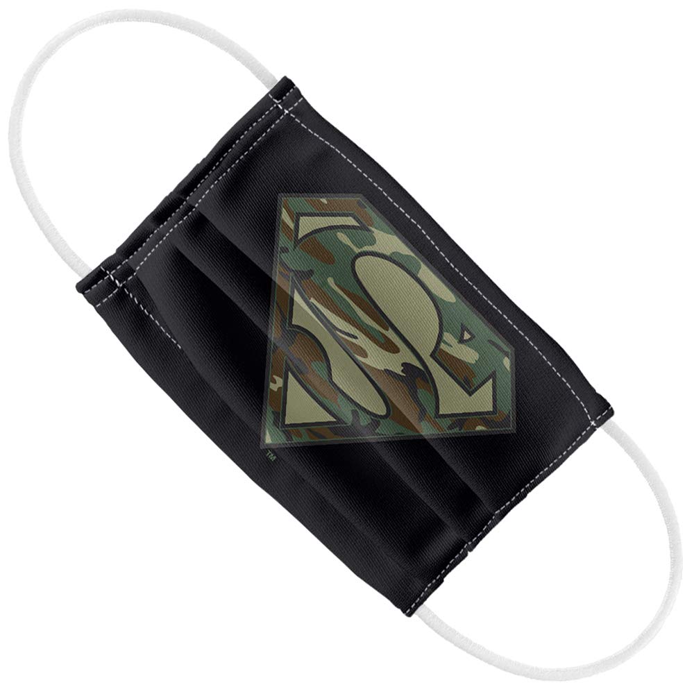 Popfunk Superman Kids Camo Classic Logo 1-Ply Reusable Face Mask Covering with Adjustable Nose Wire