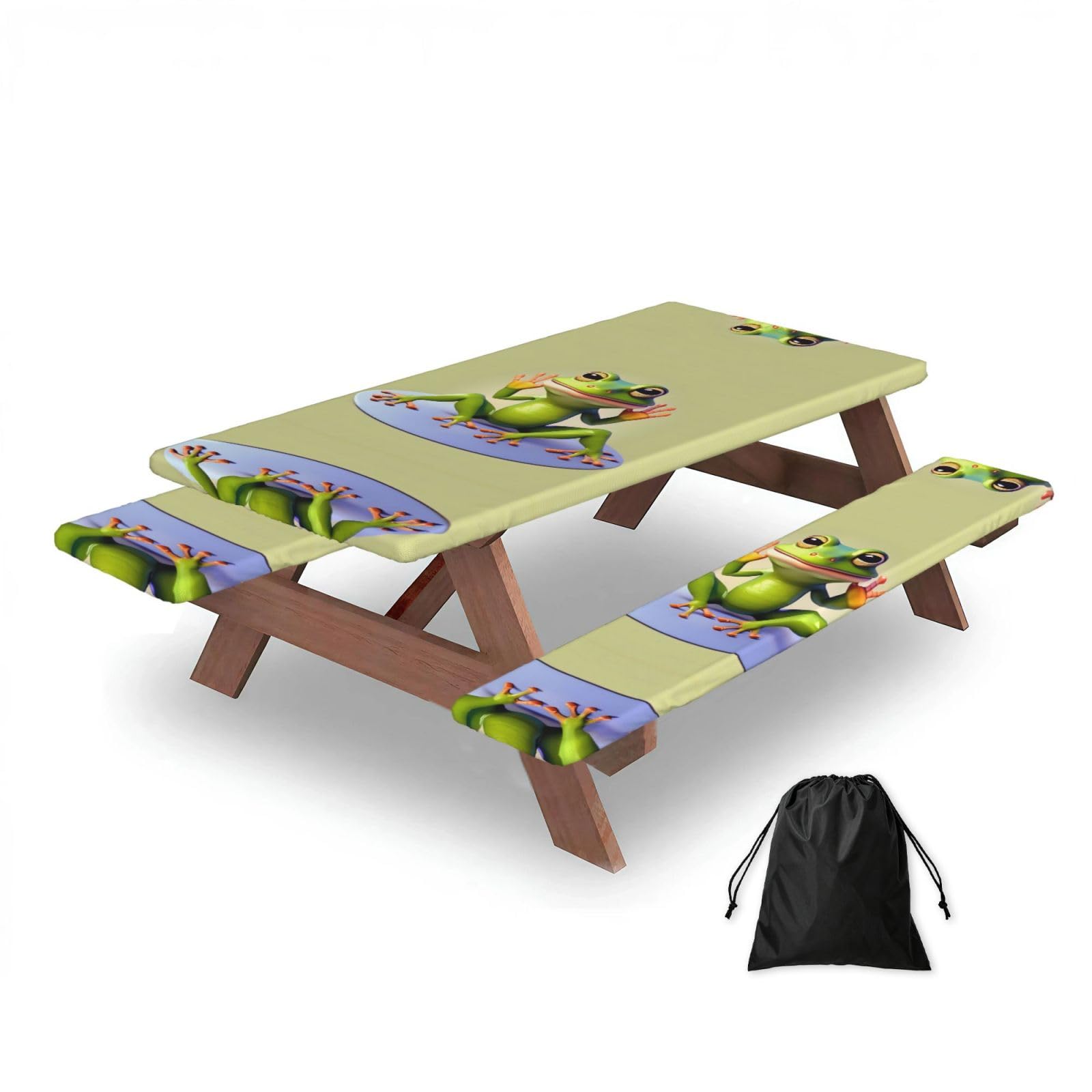 Zqytgfdc Black The Funny Frog Doing Yoga Rectangular Water-Repellent Picnic Tablecloths, Outdoor Camping, Picnic, Bbq