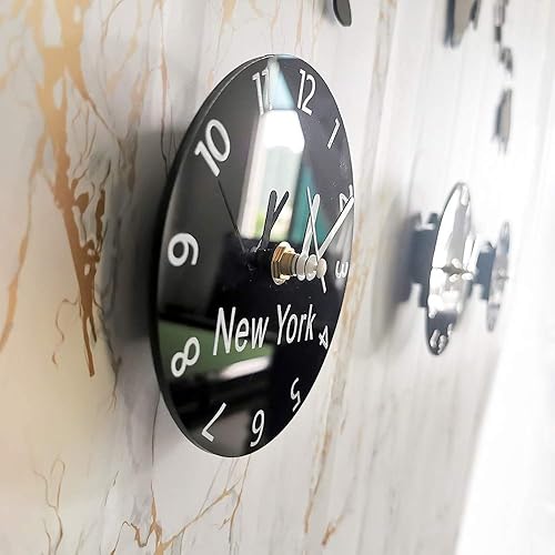 Miniatura 5 de The Geeky Days Reloj de pared grande con mapa del mundo, zona horaria personalizada, funciona con pilas, silencioso, sin tictac, decoración de pared