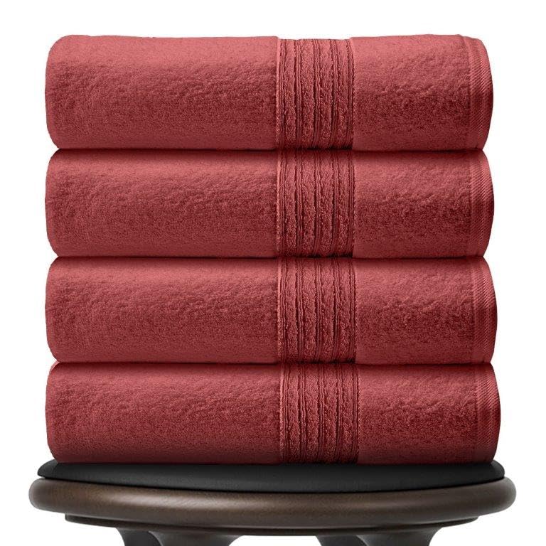 GC GAVENO CAVAILIA Red Bath Sheets Set of 4, Hotel Quality 450 GSM Towels, Quick Dry Egyptian Cotton Towel 80 x 140 cm, 4Pk Bath Sheets Extra Large For Bathroom — image 1