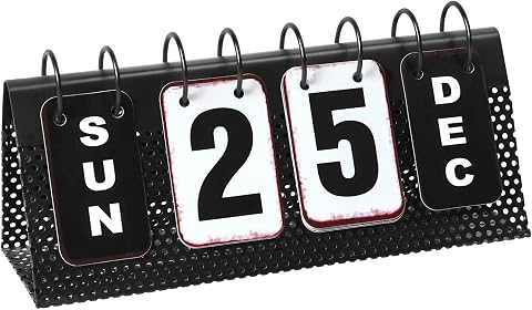 EASEYA Metal Desk Calendar Standing Flip, Perpetual Daily Flip Calendar for Home