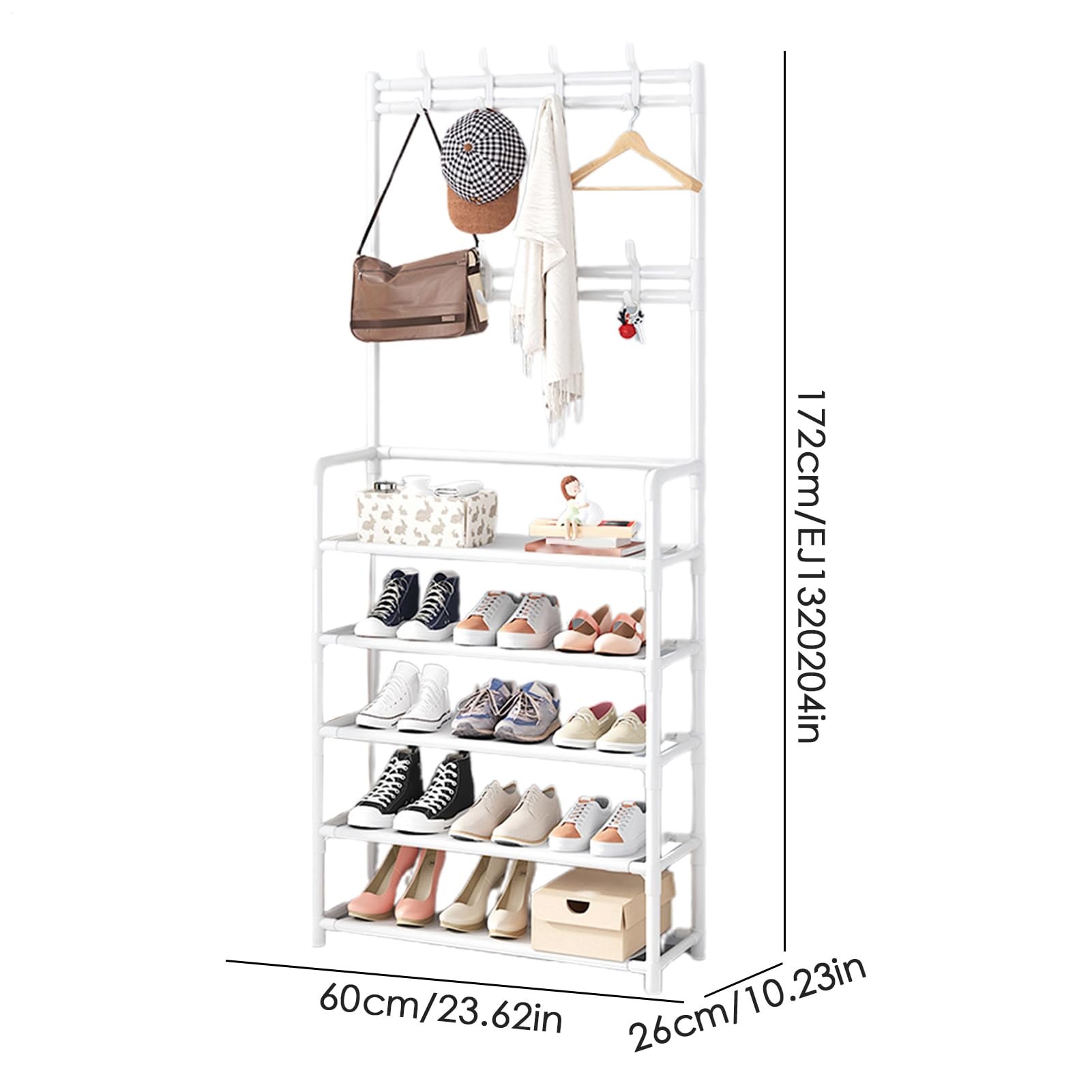 Zapatero - Armadio con portascarpe - Organizer multifunzione da | pavimento | Zapatero Abiti e | Robusta combinazione in metallo e legno per ingresso, dormitorio, camera da ,