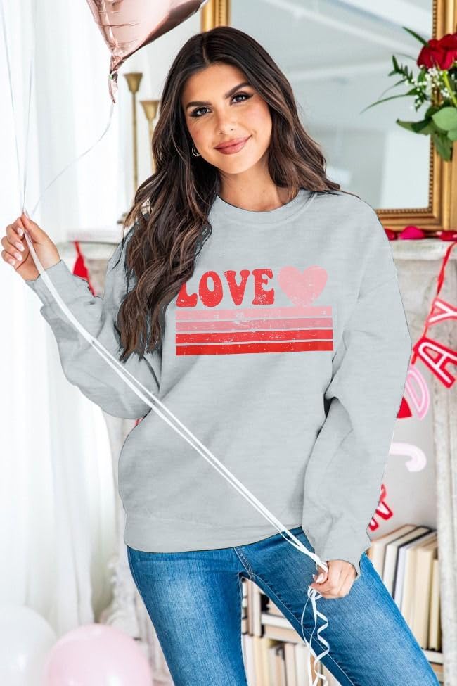LUKYCILD Valentines Love Heart Shirt: Women Casual Crewneck Sweatshirts Funny Love Graphic Tee Long Sleeve Pullover Tops - Image 2