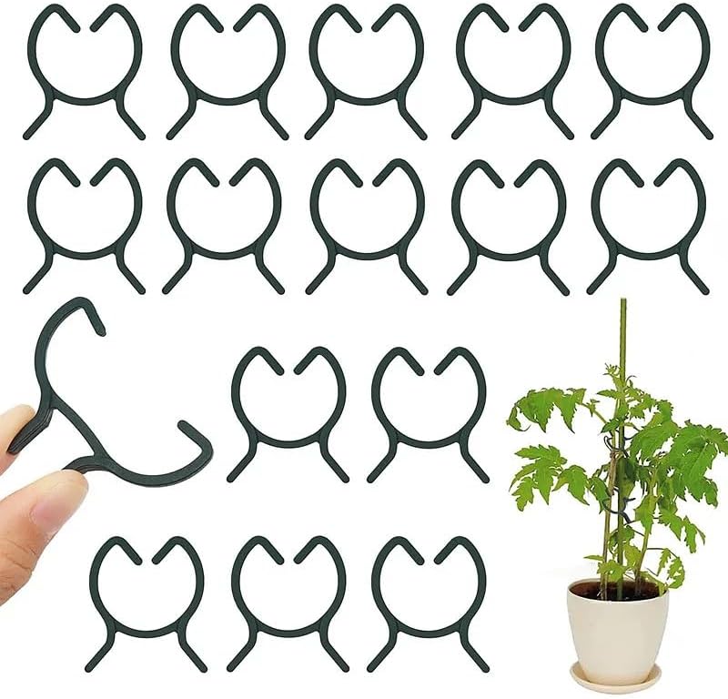 Garden Plant Support Clips, Dark Green, Plastic, 20 Pack, for Indoor Outdoor Plant Stems, Vines, Flower Stalks
