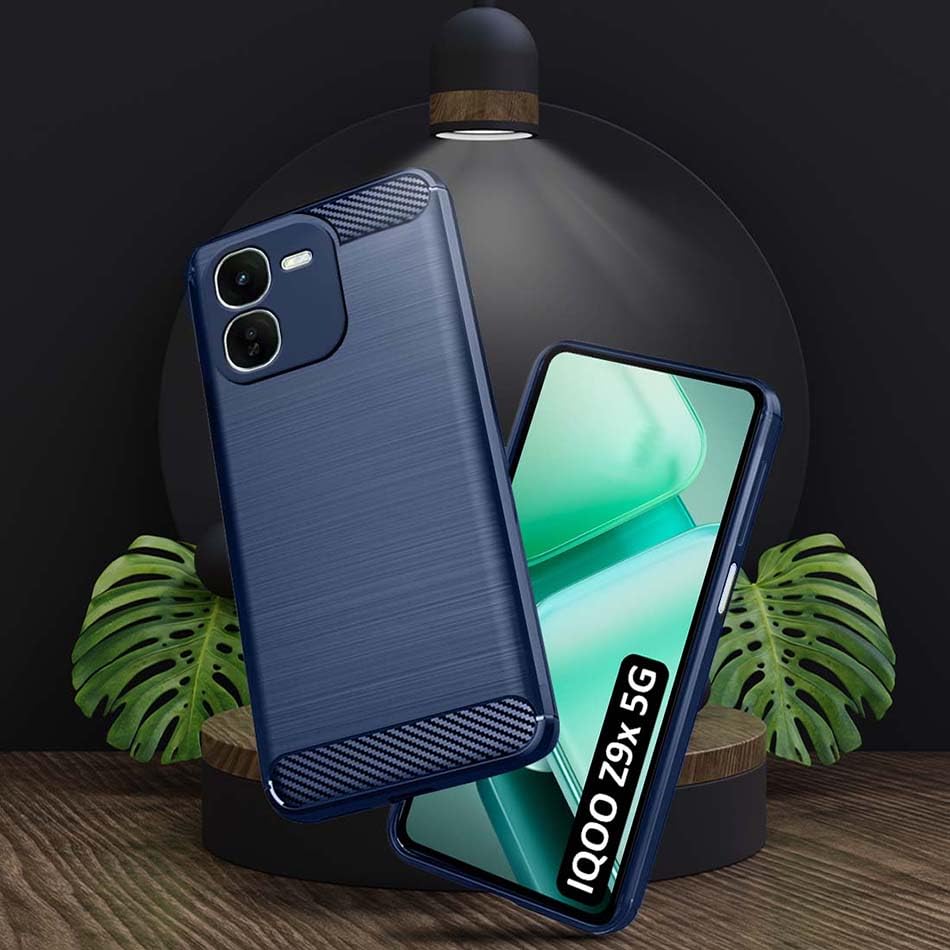 Image of Fashionury Back Cover for iQOO Z9x 5G | Hybrid Protection | Anti-Slip Grip | Rubber TPU Stylish Back Case for iQOO Z9x 5G (Blue)