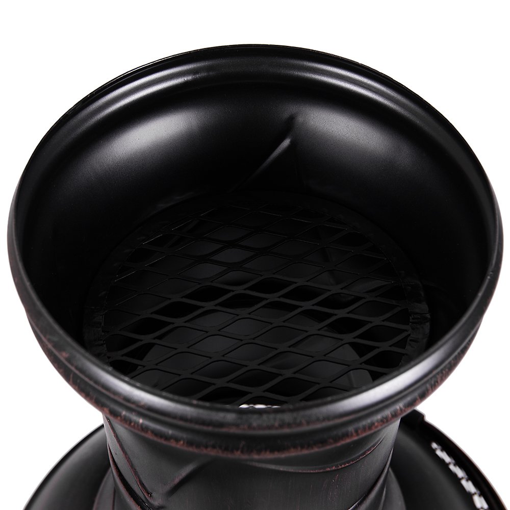 Home Discount Acciaio braciere da Giardino, terrazza Grill Camino, Chimnea Nero & Oro Antico