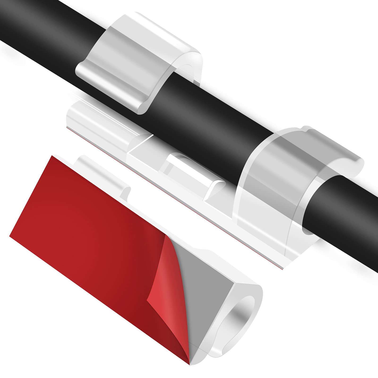 30 Pieces Wall Cable Clips for Electrical Cable Clips with Adhesive Long Lasting Cable Management System for TV PC Laptop Home Office (Transparent)