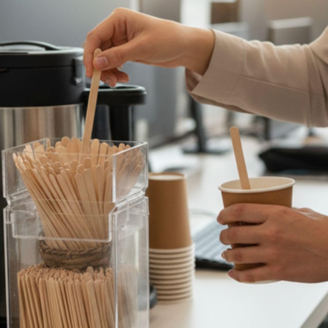 Soro Essentials- 5.5” Wooden Coffee Stirrer with Round Ends Set of 5000- Coffee Stir Sticks Wooden Stir Sticks for Coffee and Cocktails Wooden Beverage Mixer with Round Ends Coffee Bar Accessories