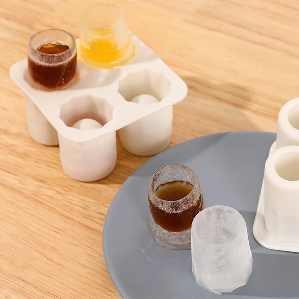 Molde para cubitos de hielo, bandeja de silicona de 4 cavidades para cubitos de hielo cilíndricos reutilizables, ideal para whisky, cócteles, café, fácil de usar y limpiar, material sin BPA