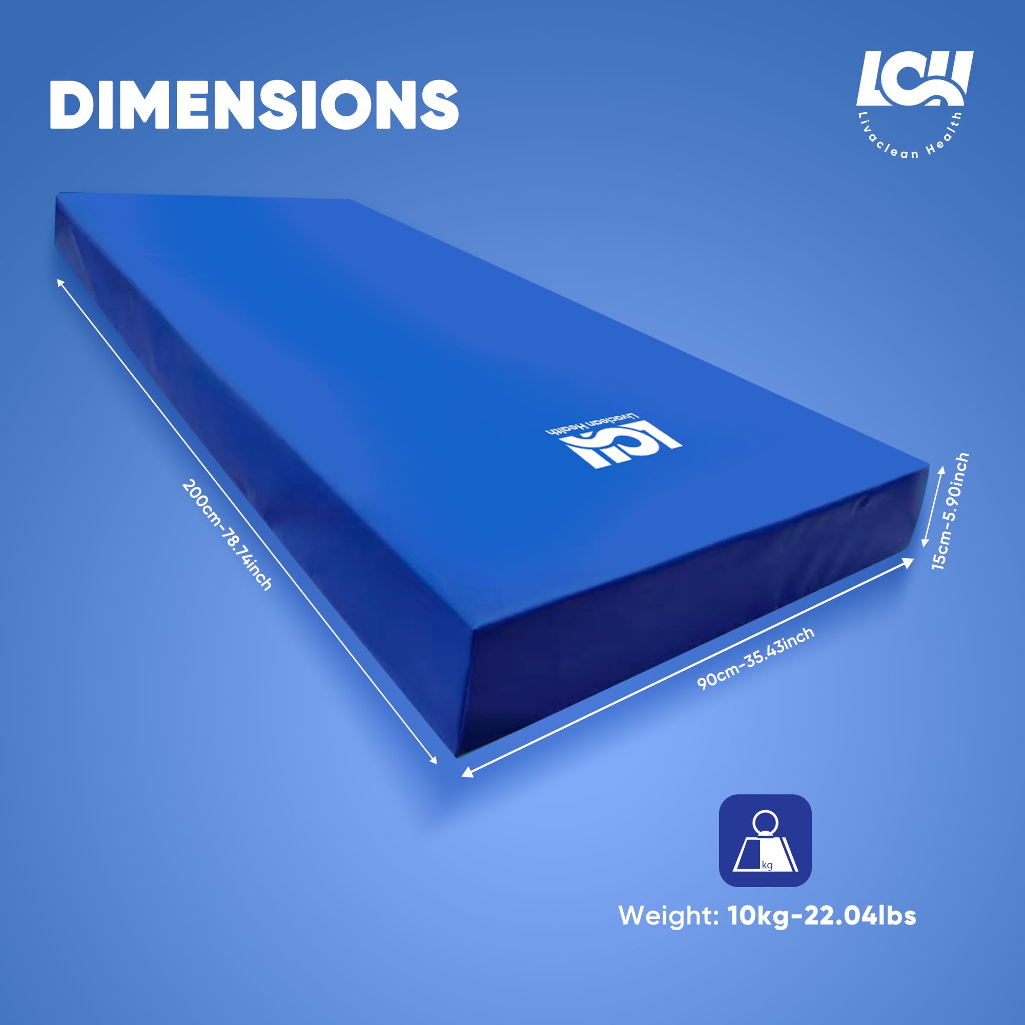 Livaclean Health Materasso per letto ospedaliero – Twin XL 203,2 x 91,4 x 15,2 cm gel 40 mm memory foam materasso medico per letti regolabili, copertura impermeabile, sollievo dalla pressione per uso