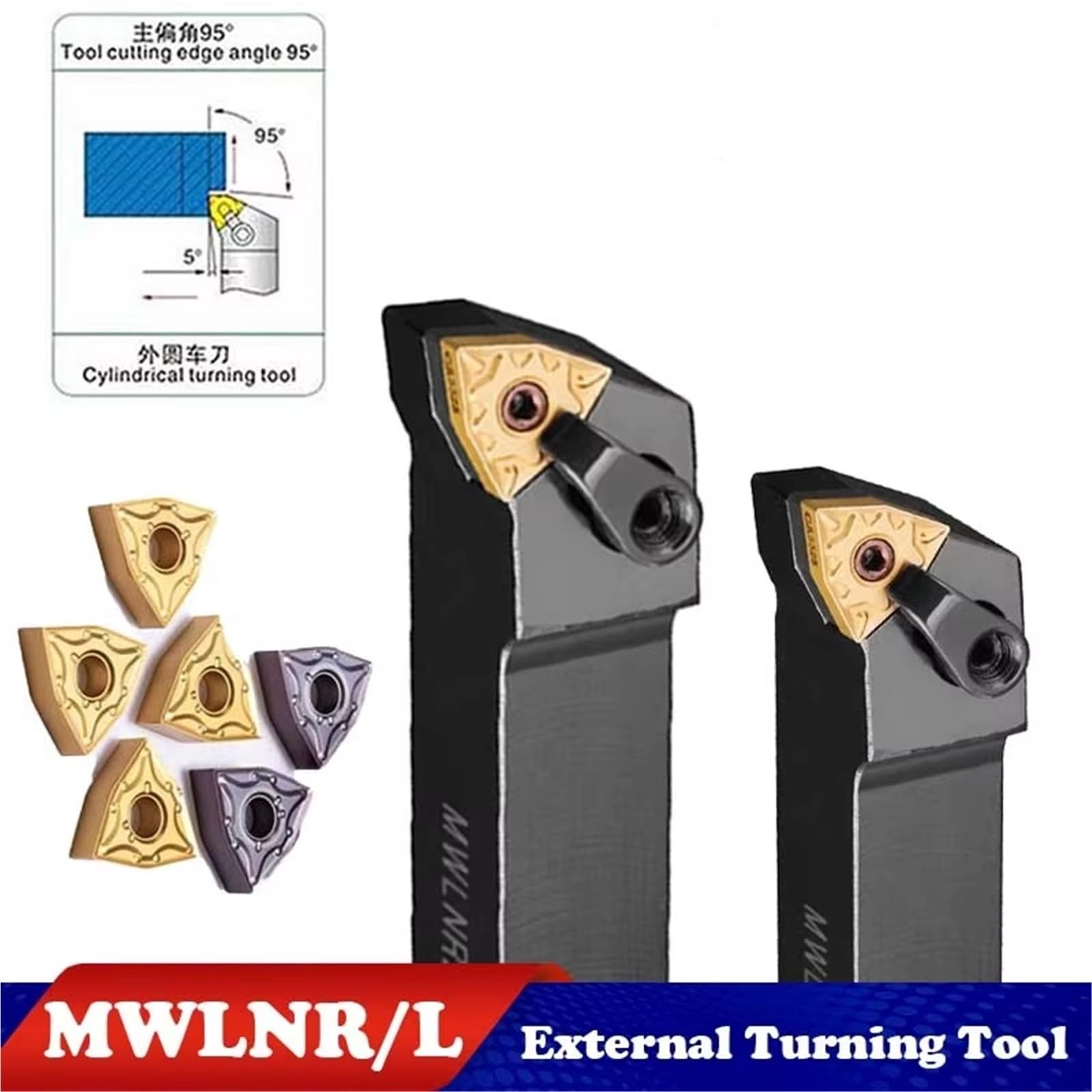 MWLNR1616H08 MWLNR2020K08 MWLNR2525M08 Set di portautensili per tornitura OD con bloccaggio rigido per inserti WNMG08 Acciaio inossidabile Utensili Per Tornio(No inserts,MWLNL1616H08 (L))