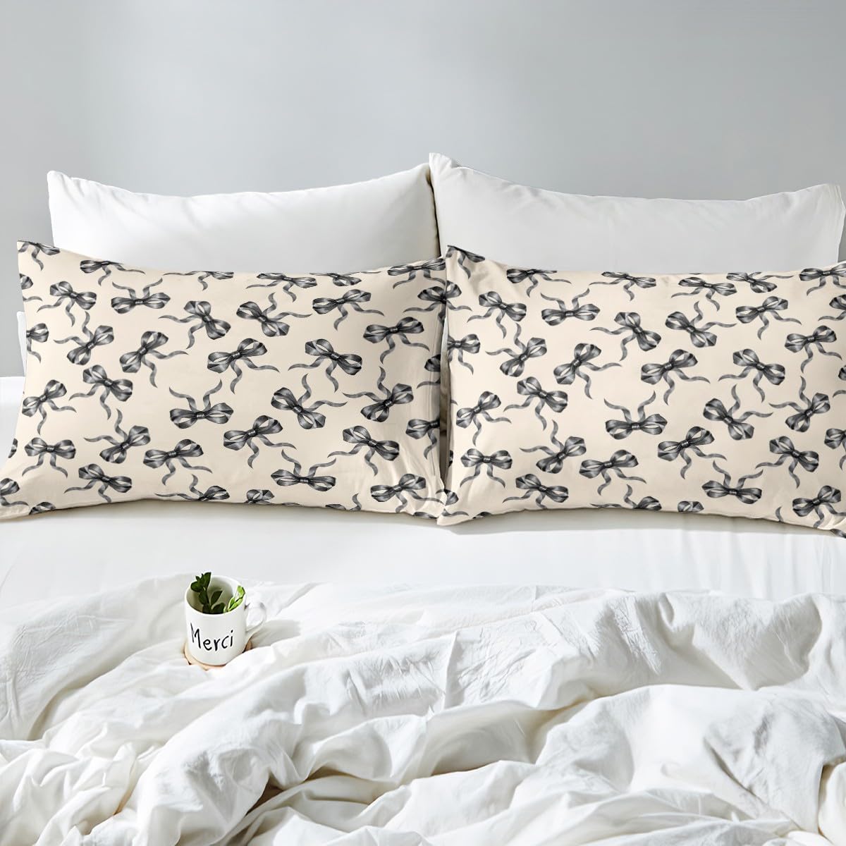 Erosebridal Cute Bow Comforter Cover Toddler Black Princess Bow Tie Bedding Set Dreamy Kawaii Bowknot Girly Duvet Cover for Kids Girls Women,Coquette Butterfly Knot Bed Set Aesthetics Room Decor