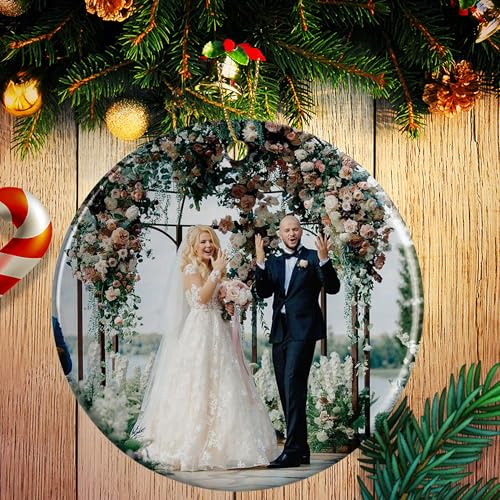 Bola de Navidad Personalizada con Foto, Adornos de Navidad Personalizadas, 2024 Adornos Arbol Navidad, Decoración de Navidad para Parejas, Familias, Mascotas, Regalos Personalizada