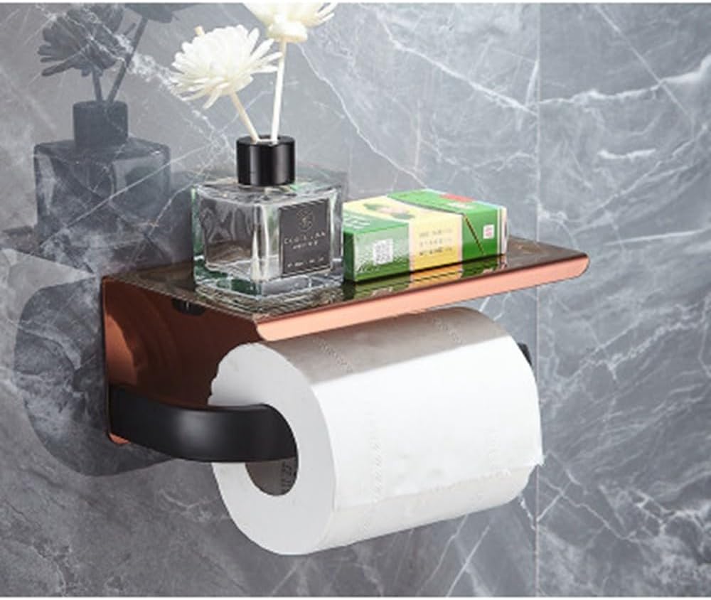 Rose Gold & Black Copper Bath Hardware Accessory Brass Towel Rack Corner Shelf Tissue Holder Hook Toilet Brush Nail Punched,Towel Ring