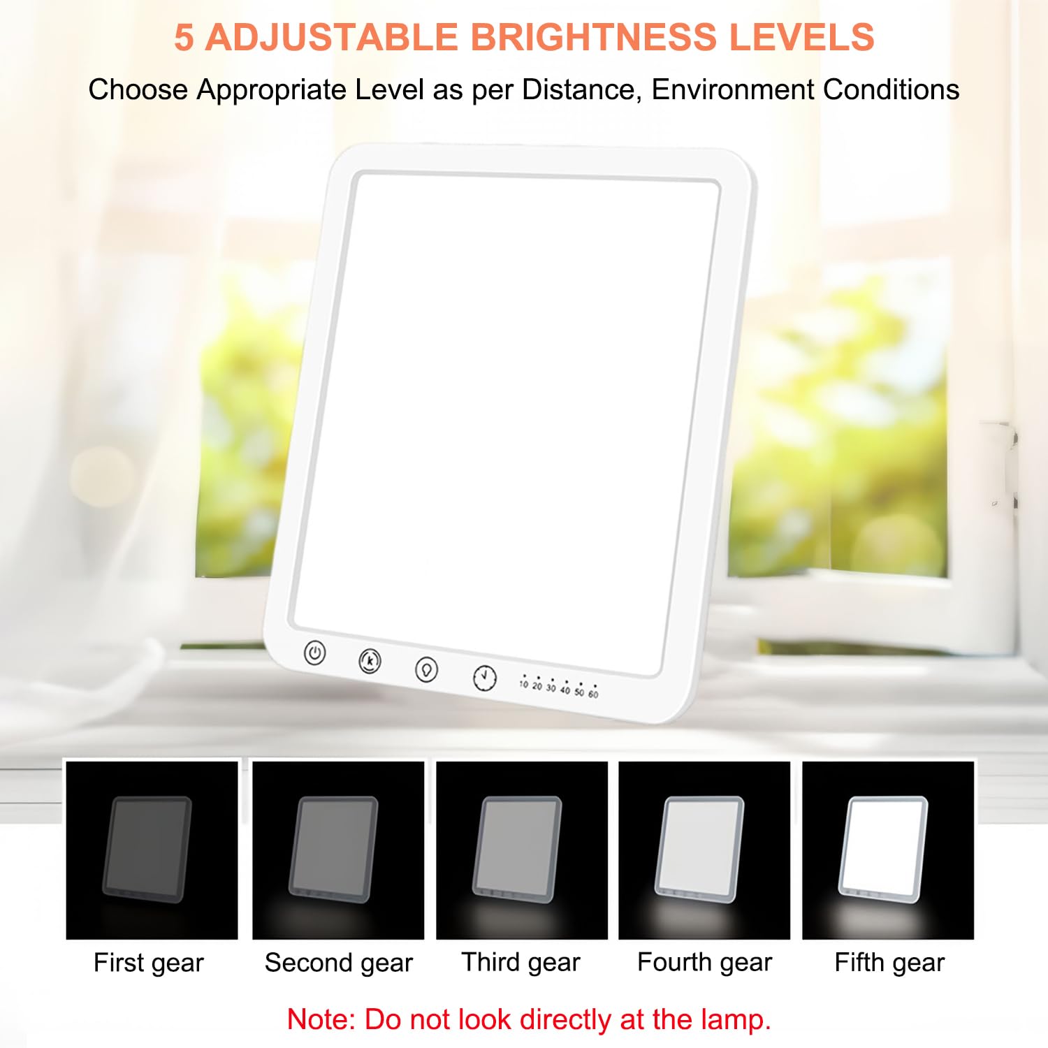 Lichttherapielamp, 15.000 Lux, UV Vrij, Daglichtlamp Met 3 Kleurtemperaturen 5 Helderheidsniveaus En 6 Timer Geheugenfunctie 180 Graden Inklapbare Standaard Verstelbaar 2778067608