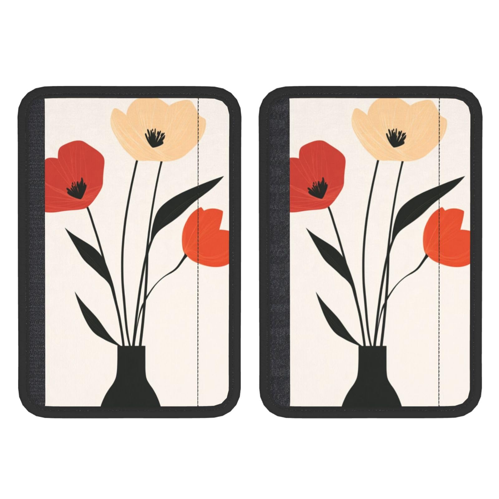 Abstract Minimalistic Flower in Vase Car Seat Belt Cover 2 Pack Seatbelt Strap Shoulder Pad Protector Universal Comfort for Car