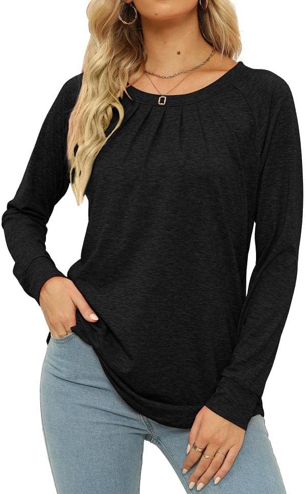 JomeDesign Womens Tops Long Sleeve Crew Neck Shirts Loose Casual Blouse Fall Clothes