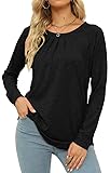 JomeDesign Black Shirts for Women Long Sleeve Tops Loose Casual Blouses Fashion Clothes Fall Tops Black L