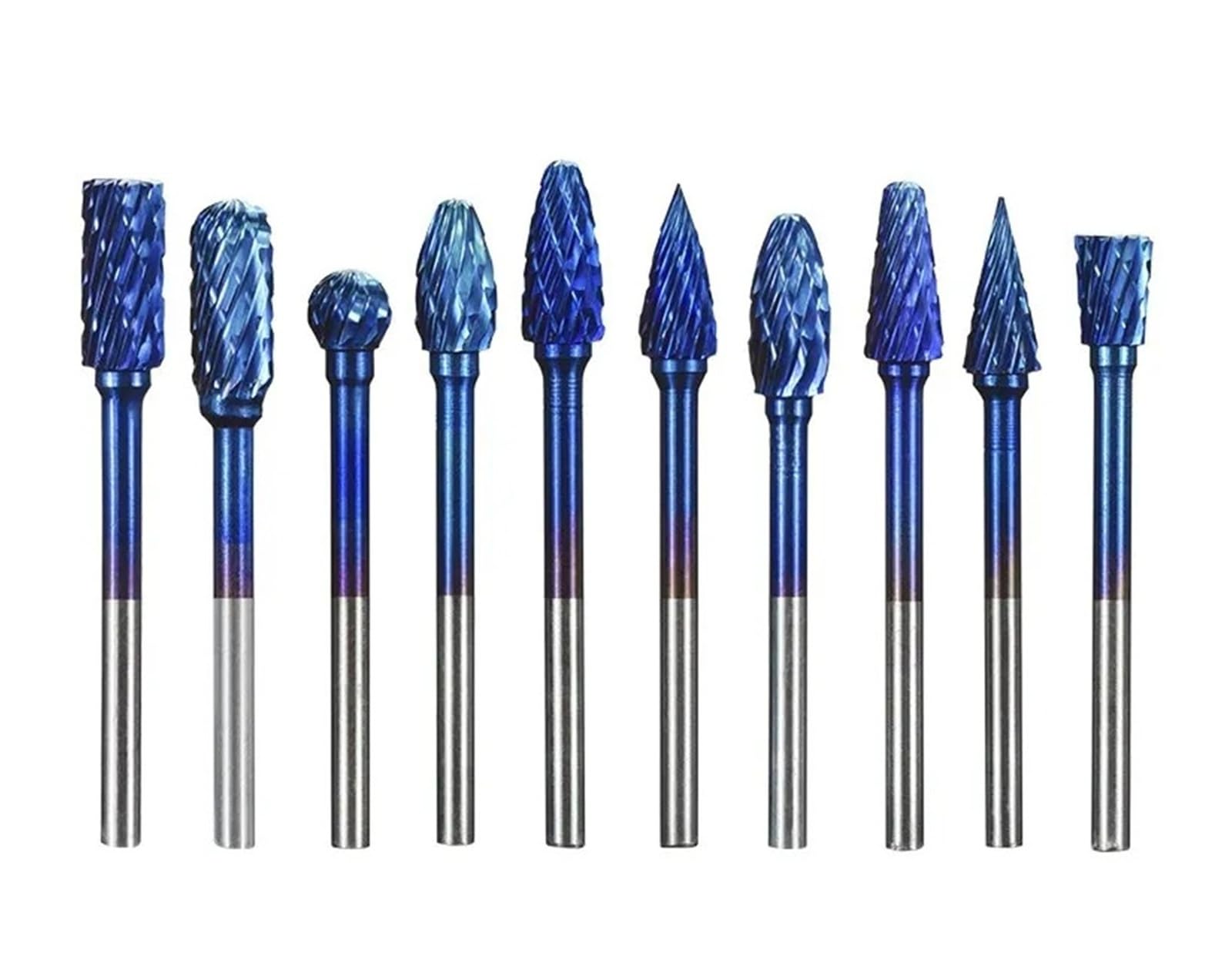 KAPQIN 10PCS 3mm Shank Tungsten Carbide Rotary Burrs 6mm Diameter Double Cut File Router