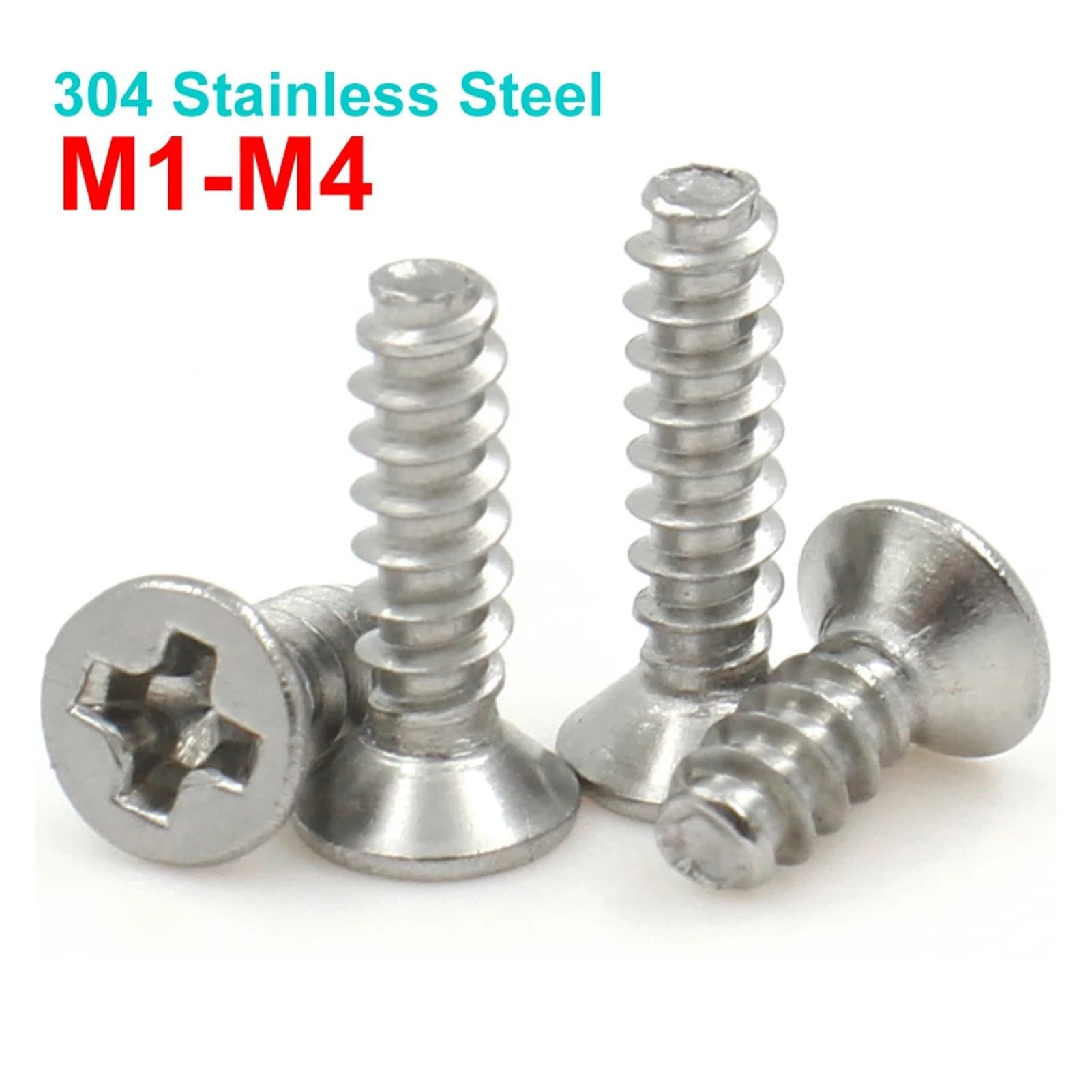 100/200 pz M1 M1.2 M1.4 M1.7 M2 M2.5 304 In Acciaio Inox Croce Incasso A Testa Piatta Viti Autofilettanti(6mm,M1.2 (200pcs))