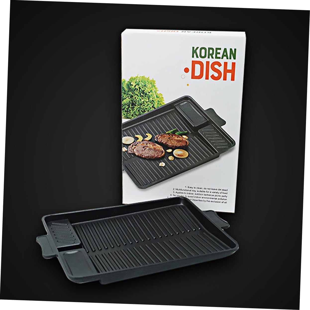 1pc Non-stick Rectangular Baking Pan Bbq Plate for Outdoor Grill Easy to Carry
