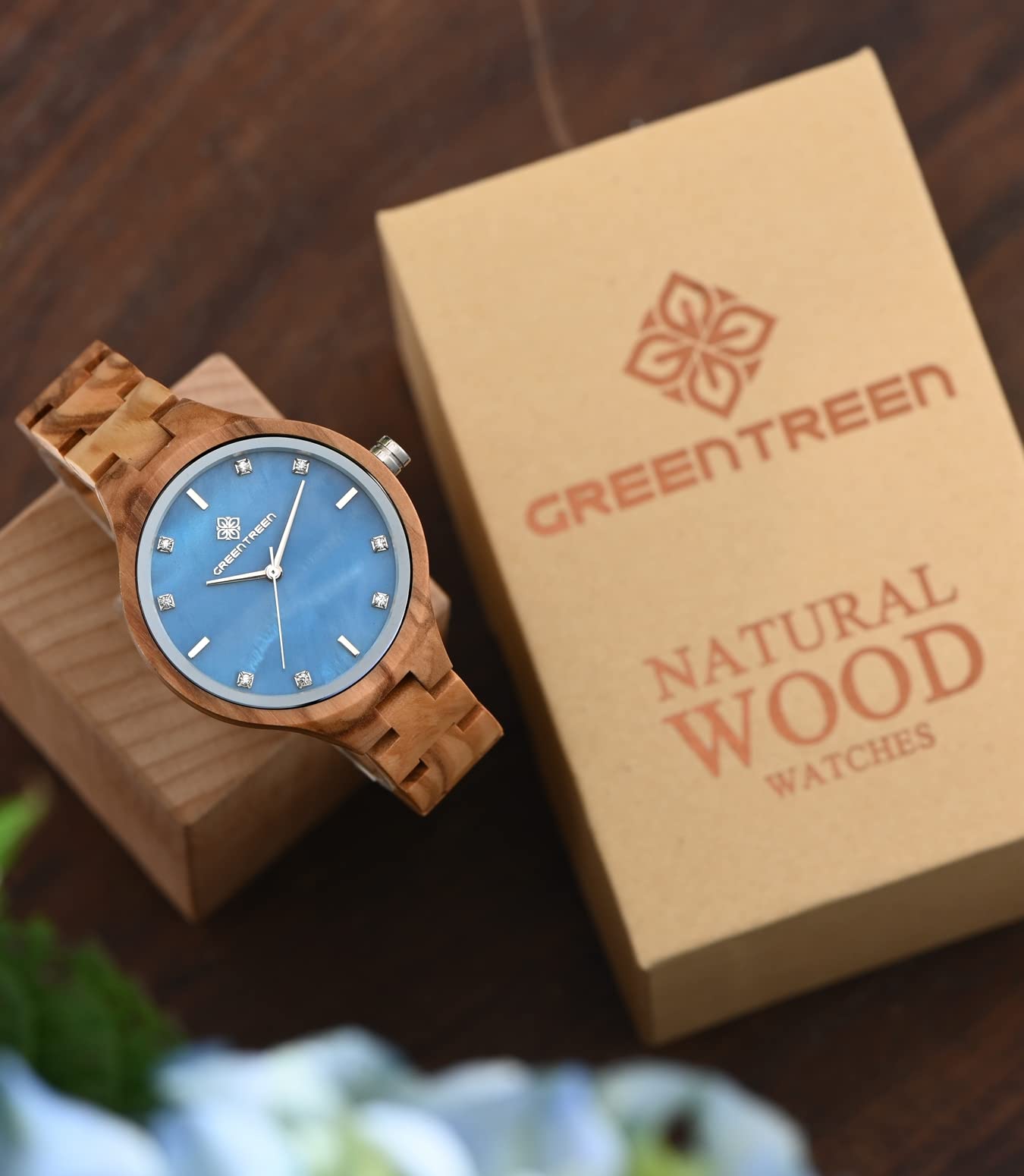 Holzuhr Damen Analog für den Alltag: Holz Armbanduhr mit Quarzwerk und Japanische Batterie - Elegante Frau Uhr für Mama Ehefrau und Tochter