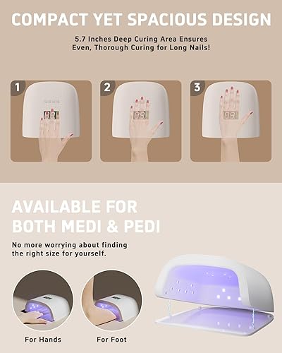 Miniatura 6 de Lámpara LED recargable para uñas, luz UV profesional de 72 W para esmalte de gel con 4 temporizadores y sensor inteligente, 24 cuentas de lámpara