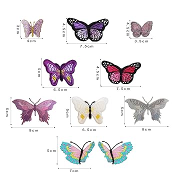 Amazon.co.jp: 10枚 アイロンワッペン 蝶々 刺繍 アップリケ DIY